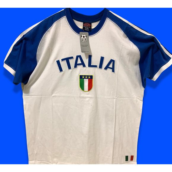 PSNY Mens Soccer Football White Cotton T-Shirt ITALIA XXL Italian Crest NWT - Picture 16 of 16